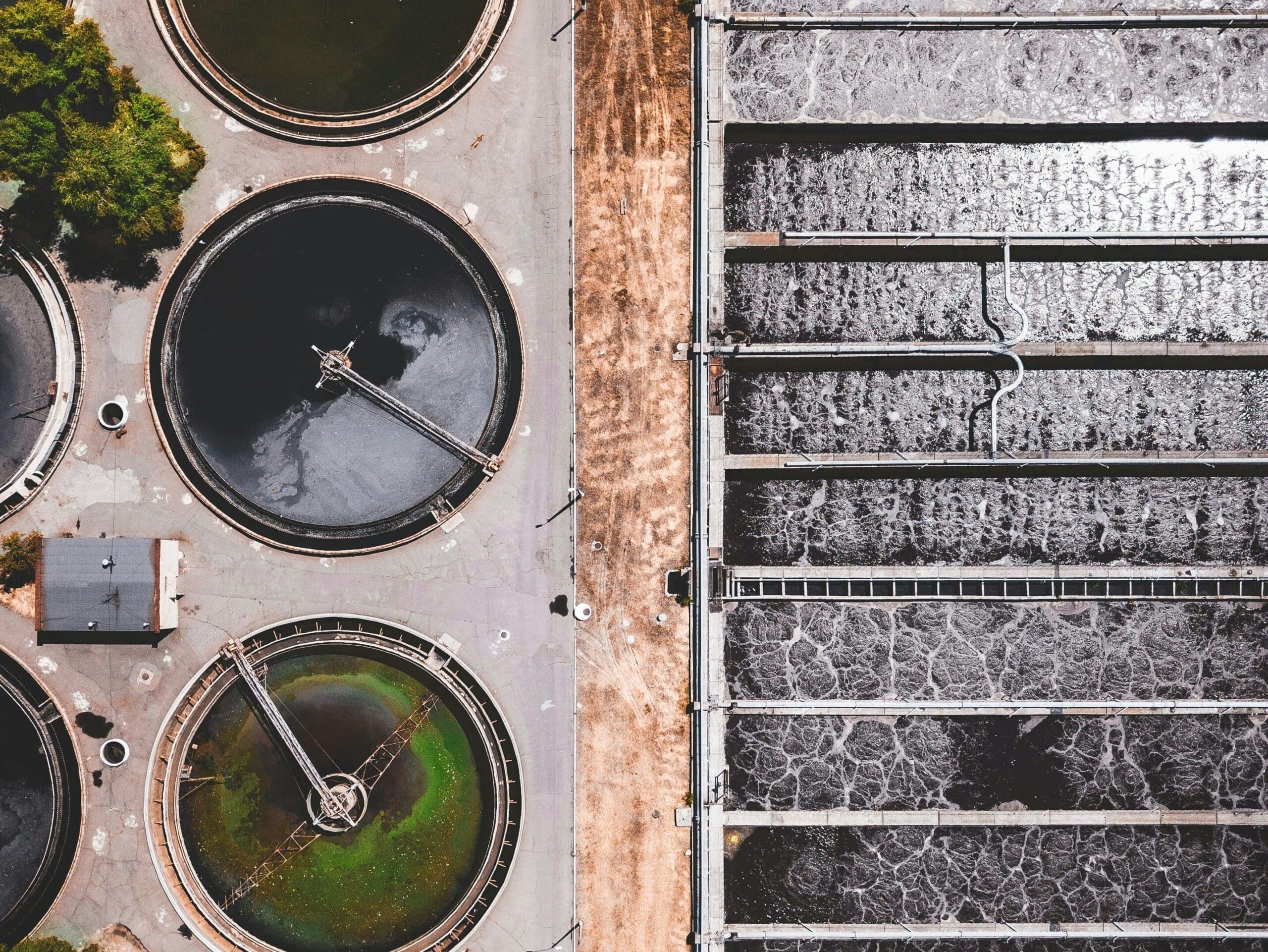 Vancouver is recovering heat from its sewage system; picture shows a sewage plant, aerial view