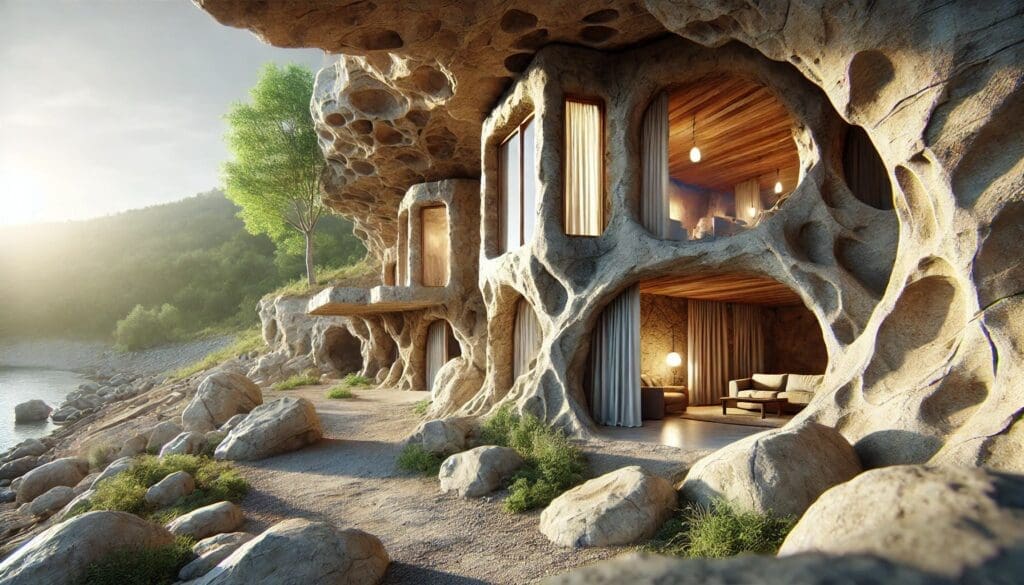 Earth houses can also be built into rocks, with re-use of existing caves