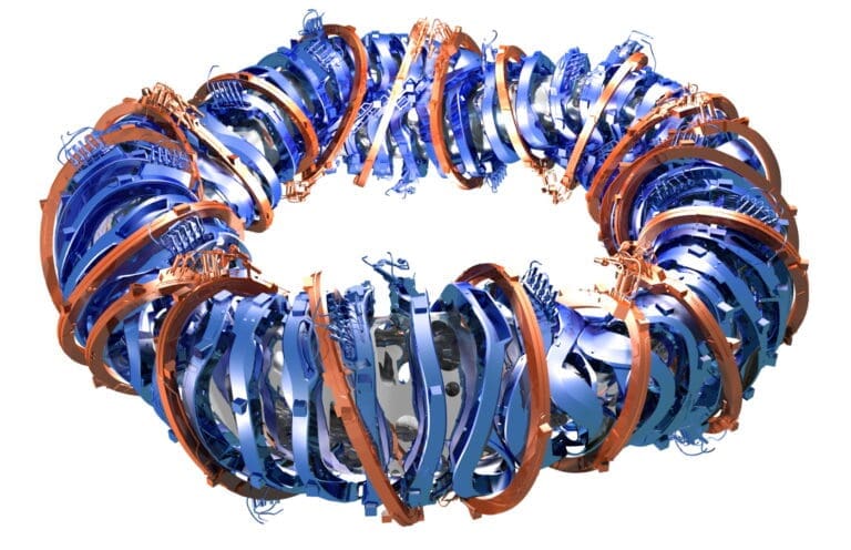 Schematics of the "Wendelstein 7X magnets system, needed to keep the  very hot plasma in place, where fusion can happen