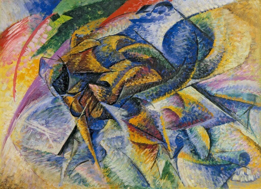 Dynamism of a Cyclist, oil on canvas, by Umberto Boccioni