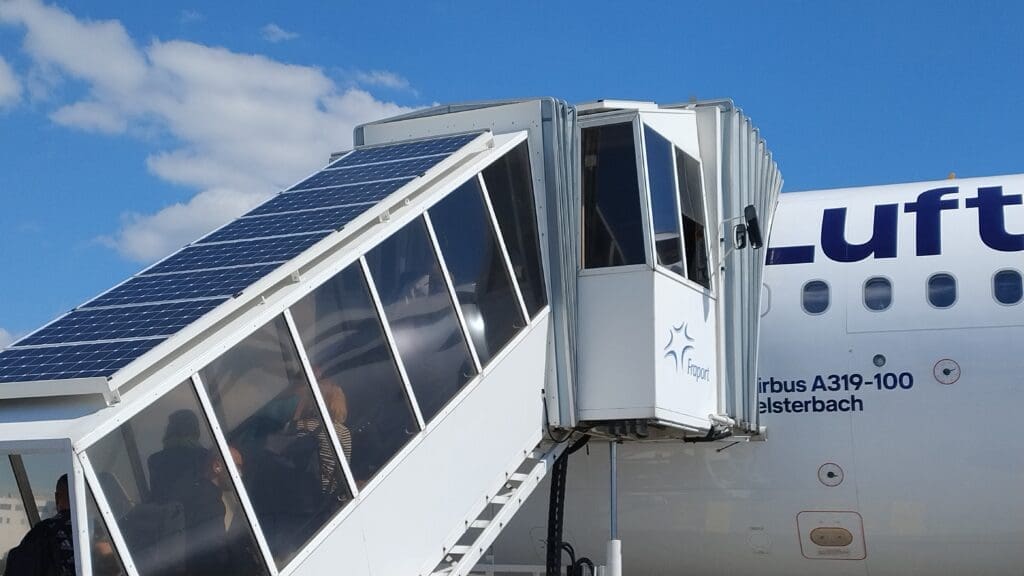 Micro solar system installed above boarding stairs